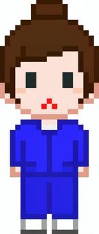 ドット絵の青ジャージの女性です。 ドット絵,体操服,女性,シンプル,ジャージ,学校,体育,学生,スクール,授業のイラスト素材