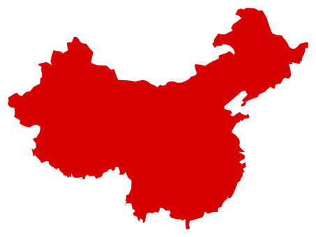 中国の地形 中国,地図,マップ,地形,アイコン,赤,国,シンプルのイラスト素材