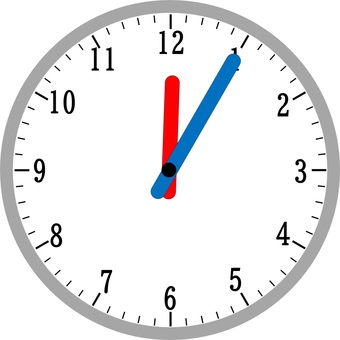 時計（１２時５分） 学校,プリント,算数,時計,時間,１２時,５分のイラスト素材
