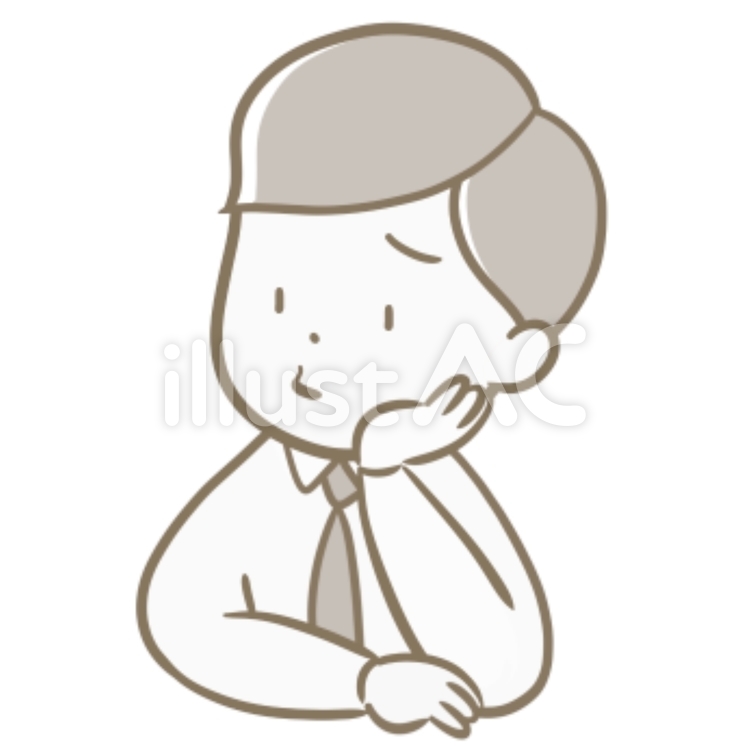 悩む男性 考える,困る,男性のイラスト素材