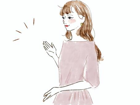 女性 女性,ロングヘア,手,こちら,案内,ガイド,これ,注目,視線誘導,ファッションのイラスト素材