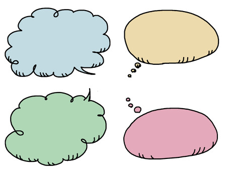 4 kinds of balloons, speech balloon, 4 kinds, color, JPG and PNG