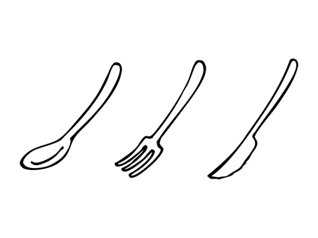 Illustration, spoon, fork, knife, 
