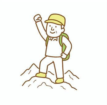 シニア山登り3C（AC0165） 登山,山登り,ハイキング,趣味,シニア,元気,全身,健康,山,山歩きのイラスト素材