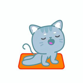 イラスト031 イラスト031 猫,ねこ,子猫,かわいい,動物,あくび,眠い,ペット,グレー,イラストのイラスト素材