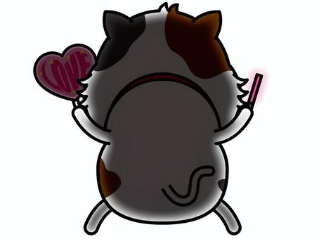 ネコさん 推し活 猫,三毛猫,推し活,うちわ,ペンライト,サイリウム,首輪,応援,愛,好きのイラスト素材