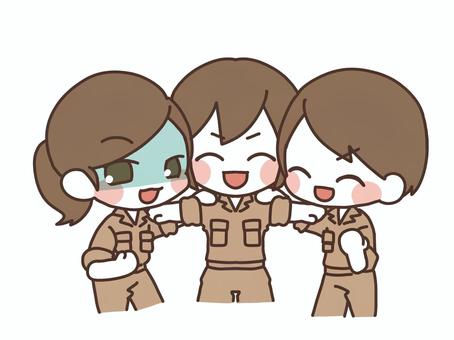 Illustration, team, teamwork, to put a shoulder, 