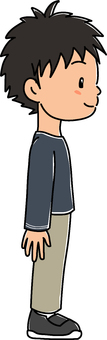 小学生の男の子（右向き） こども,男の子,小学生,幼児,シンプル,かわいい,長袖,長ズボン,低学年,全身のイラスト素材