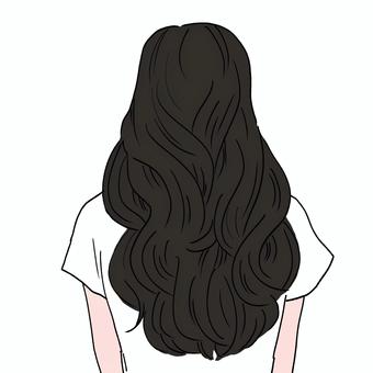 ロングヘアスタイル（ブラックカラー） ロングヘア,ヘアスタイル,長髪,黒髪,女性,後ろ姿のイラスト素材