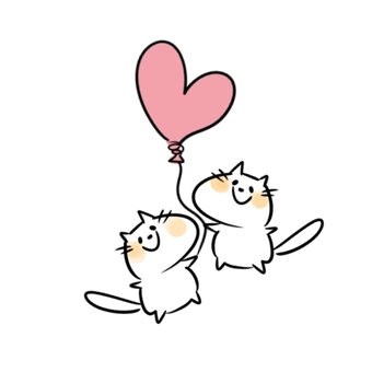 Illustration, cat, heart, icon, JPG