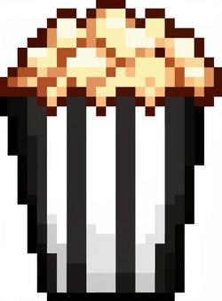 ドット絵の黒カップのポップコーンです。 ドット絵,ポップコーン,シンプル,お菓子,スナック,映画館,フード,食べ物,ジャンクフード,カップのイラスト素材