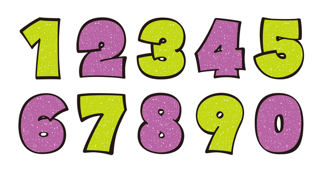 オリジナル数字セットJ　カスレ 数字,フォント,オリジナル,文字,太文字,極太,ボールド,フチ,袋文字,太ラインのイラスト素材
