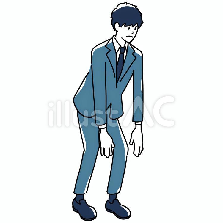 疲れて脱力している男性 男性,全身,疲労のイラスト素材