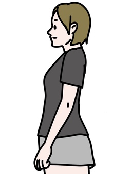 横向きの女性 女性,横向き,側面,上半身,10代,20代,tシャツ,短パン,ポーズ,ショートヘアのイラスト素材