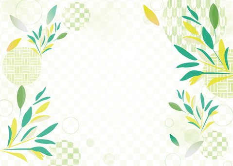 leaf frame 幾何学,フレーム,葉,お茶の葉,背景,名刺,和柄,ポストカード,ナチュラル,模様のイラスト素材