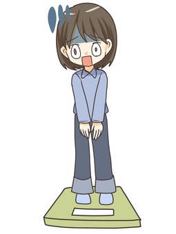 体重計に乗った女性 女性,体重計,コミック風,人物,体重のイラスト素材