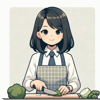 料理をする女性