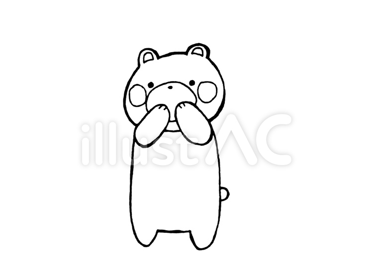くまのポーズ　3の1 笑顔,にっこり,顔のイラスト素材
