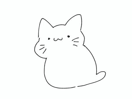 らくがき　ゆるい白ネコ 猫,落書き,白猫,白,落書き風,動物,ゆるい,まったり,かわいい,ゆるかわのイラスト素材