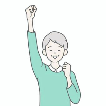 こぶしを上げて笑うシニア男性 こぶしを上げて笑うシニア男性 人物,男,祖父,おじいちゃん,老人,高齢者,お年寄り,シニア,白髪,拳のイラスト素材