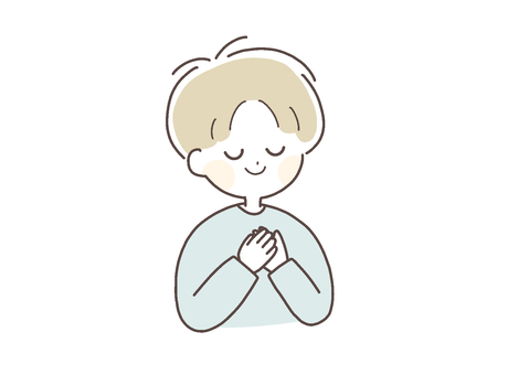 安心した穏やかな表情の子ども_男の子 安心,子ども,落ち着く,リラックス,穏やか,男の子,少年,児童,小学生,園児のイラスト素材