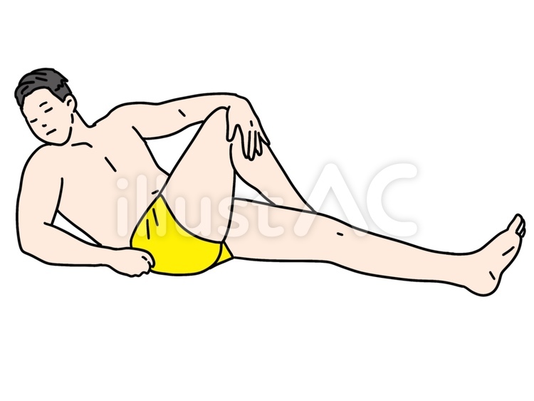 男性　裸　水着　ポーズ 男性,全身,水着のイラスト素材