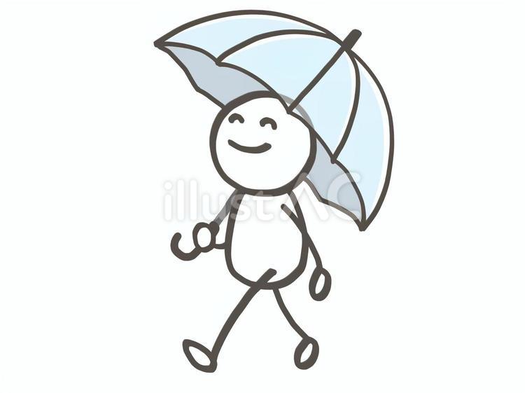 棒人間　傘を差して歩く（雨無し） 棒人間,人,歩くのイラスト素材