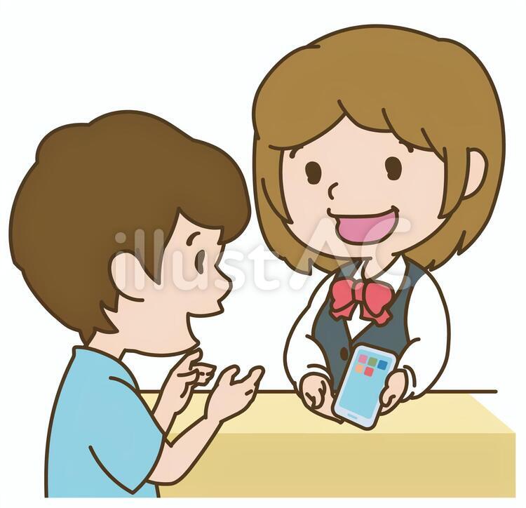 スマホを受け取ろうとしている男性 スマホ,渡す,提示のイラスト素材