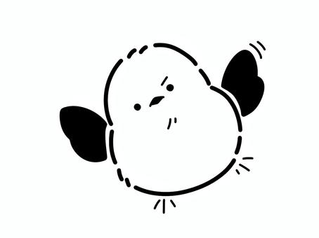 動くシマエナガ シマエナガ,かわいい,動く,応援,モノクロ,シンプル,キャラクターのイラスト素材