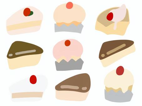 ケーキのイラスト ケーキのイラスト ケーキ,食べ物,洋菓子,スイーツ,ショートケーキ,チーズケーキ,カップケーキ,セット,かわいい,イラストのイラスト素材