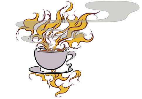 直火コーヒー コーヒー,珈琲,直火,焙煎,カップ,マグ,マグカップ,火,炎,ファイアのイラスト素材