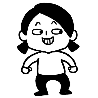いたずらな顔のこども_全身 こども,子ども,表情,顔,いたずら,いじわる,たくらむ,にやり,うっしっし,悪だくみのイラスト素材