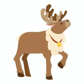 片足をあげるトナカイの単体イラスト