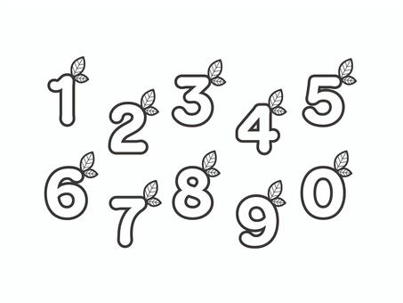 数字（葉っぱ・右２つ）01-03 数字,ナンバー,番号,縁,葉っぱ,葉,セット,アイコンのイラスト素材