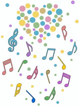 Musical note and heart wallpaper colorful background material illustration, material, note, musics, JPG and PNG