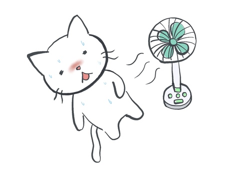 暑さにうだる白猫 手描き