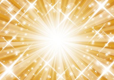 ゴールドのキラキラした集中線の背景素材