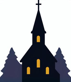 夜の洋館のシルエットです。 夜の洋館のシルエットです。 洋館,シンプル,シルエット,夜,古い,教会,十字架,ハロウィン,影絵,屋敷のイラスト素材