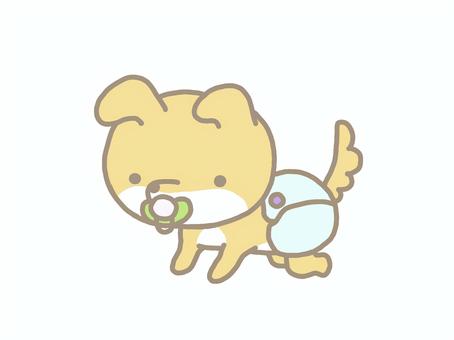 ベビーワンちゃん 犬,ワンちゃん,ベビー,赤ちゃん,幼児,乳児,新生児,ハイハイ,オムツ,おしゃぶりのイラスト素材