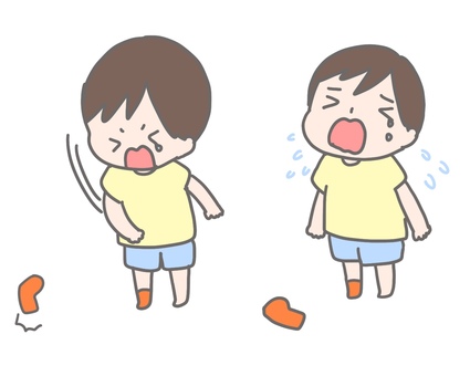 イヤイヤする子ども イヤイヤ期,育児,子育て,2歳,泣いてる,子どものイラスト素材