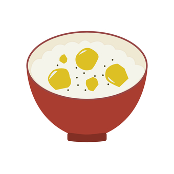 栗ご飯 栗,混ぜご飯,くり,ごま,飯,和食,炊き込みご飯,ご飯,茶碗,食事のイラスト素材