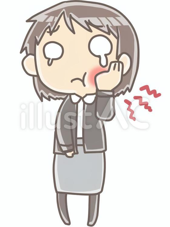 頬が痛む女性 頬,痛む,痛いのイラスト素材