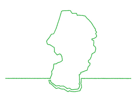 山形の一筆書き 山形,地図,一筆,線画,手描き,挿絵,ワンポイント,素材,商用可,無料のイラスト素材