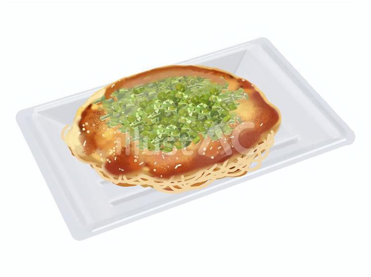 屋台の広島風お好み焼き（トレー） お好み焼き,屋台,トレーのイラスト素材