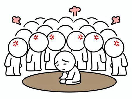 沢山の人に怒られる棒人間 説教,叱られる,棒人間,反省,正座,複数,多数,大勢,怒る,怒りのイラスト素材
