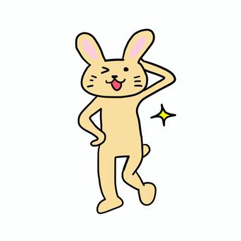 ポーズを取るモデルのうさぎ うさぎ,動物,キャラ,ポップ,かわいい,モデル,ポーズ,決めポーズ,キラン,笑顔のイラスト素材