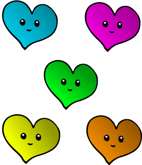 カラフルなハートのイラスト