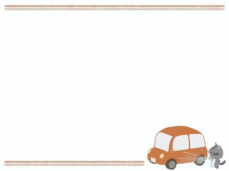 洗車_猫 洗車,猫,さばとら,動物,かわいい,自動車,フレームのイラスト素材
