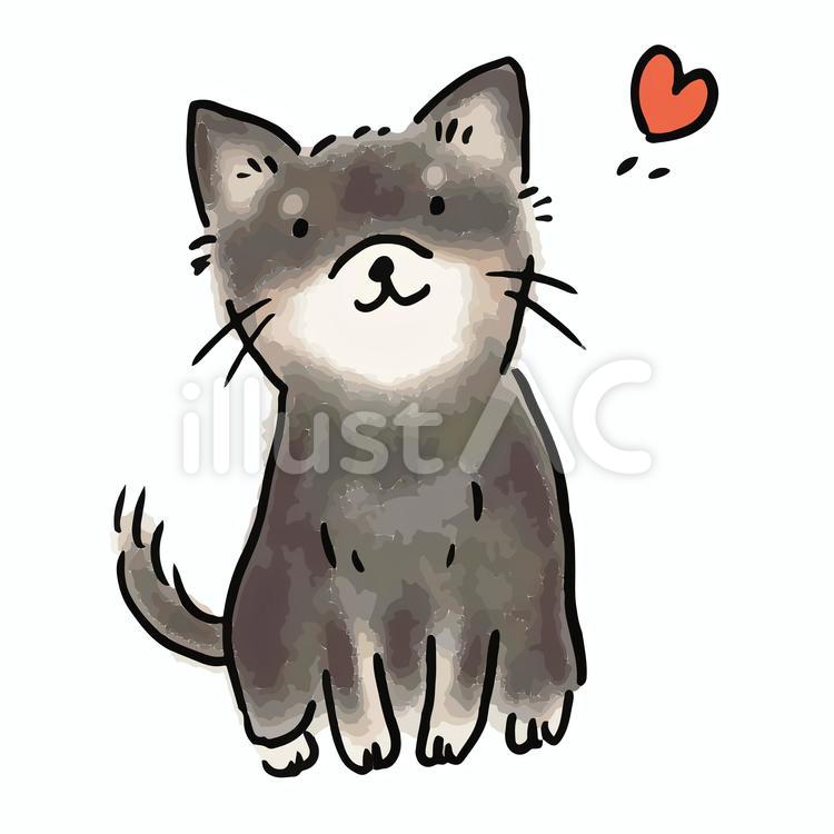 黒い犬　ハート 動物,犬,いぬのイラスト素材