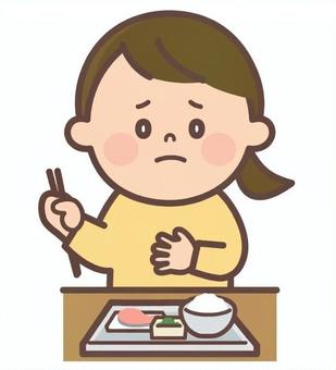 食欲がない女性 食欲,夏バテ,不健康,食事,胸焼け,食べたくない,ご飯,食べ物,女性,食欲不振のイラスト素材